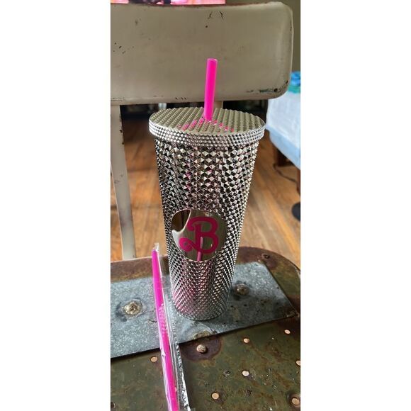 Silver Studded 24 oz Tumbler with Reusable Straws - Picture 7 of 7